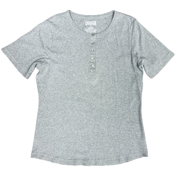 Women's DULUTH TRADING CO. Henley Tee Short Sleeve Gray- Size S‎ - Picture 1 of 8